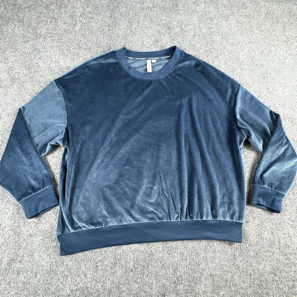 Joyspun‎ Sweatshirt Women's XL Blue Velour Athleisure Y2K Minimalist Cozy Lounge
